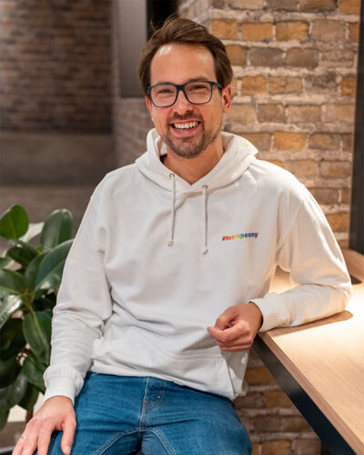 #teambunt Hoodie weiß Miniaturansicht